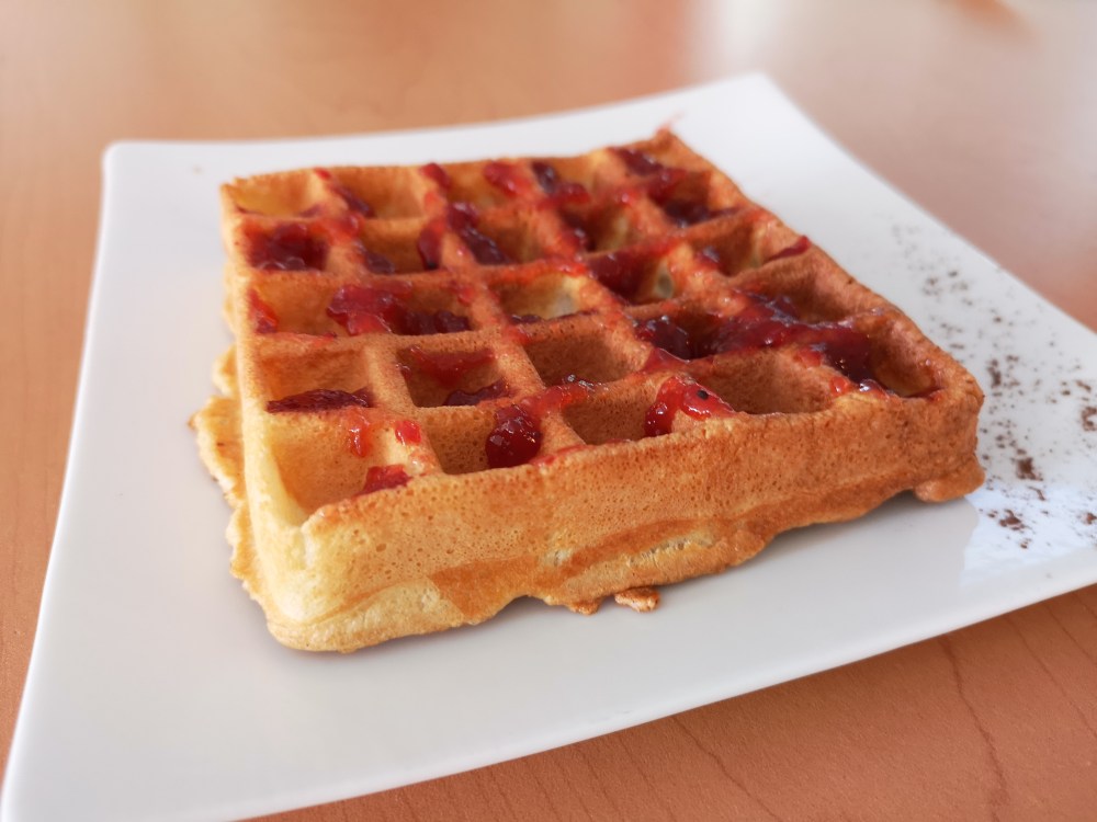 Waffle with house jam